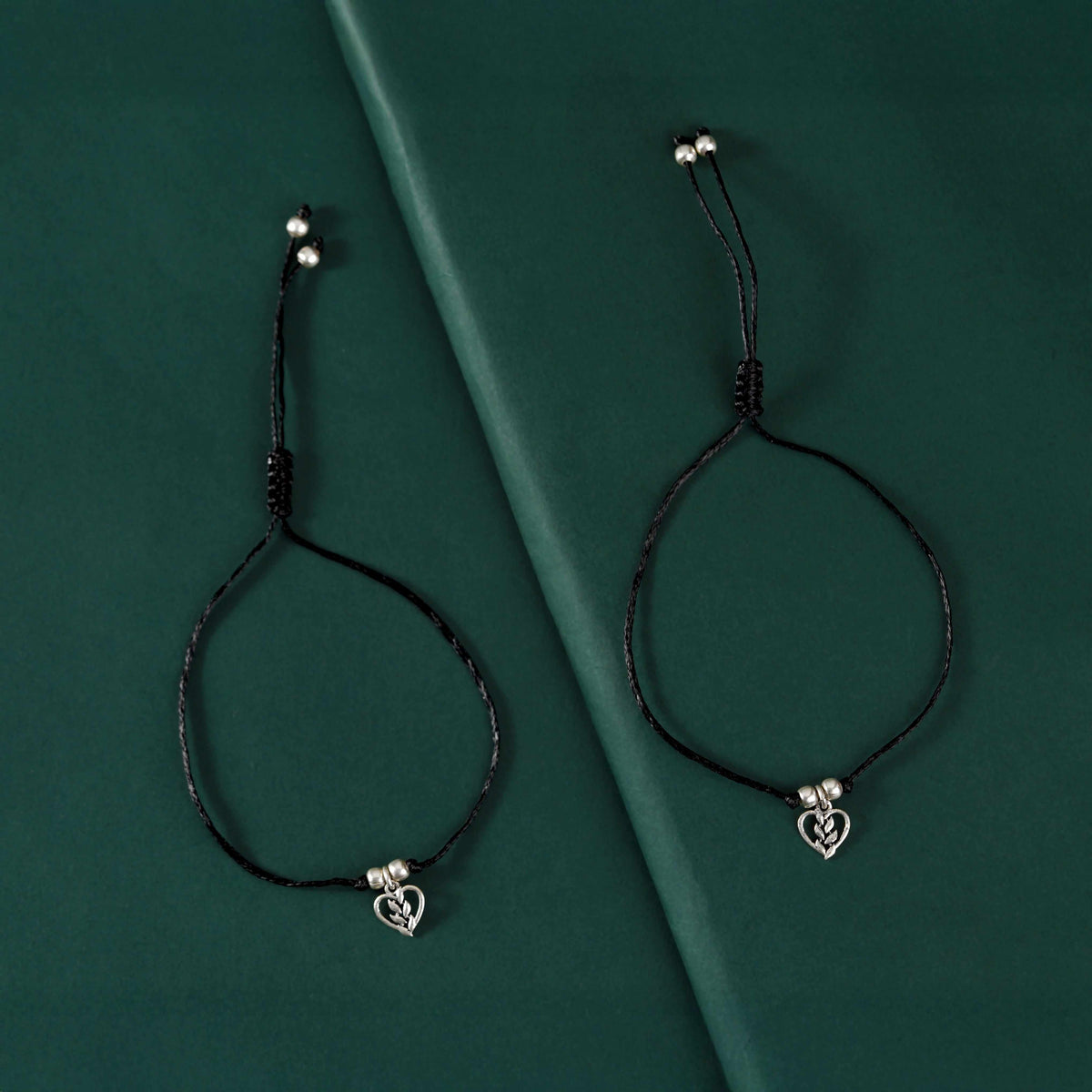 Silver Floral Heart Charm Anklets by Tavya Jewellery - front view