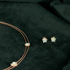 Rose Gold Mint Pearl Flower Set by Tavya Jewellery - side view