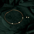 Rose Gold Mint Pearl Flower Set by Tavya Jewellery - front view