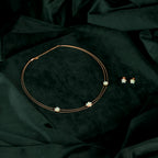 Rose Gold Mint Pearl Flower Set by Tavya Jewellery - front view