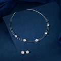 Silver Pavé Flower Set by Tavya Jewellery - front view