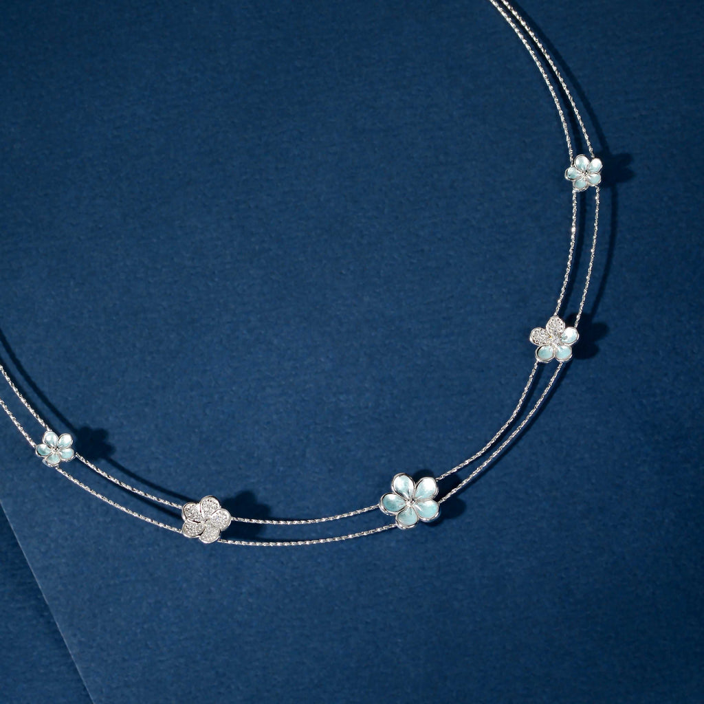 Silver Pavé Flower Set by Tavya Jewellery - close-up detail