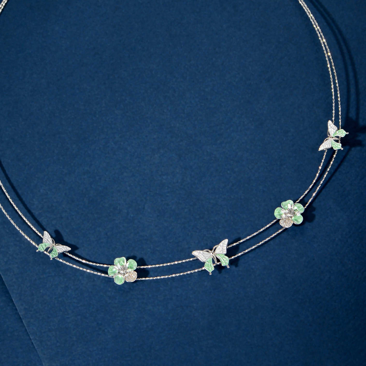 Silver Butterfly Bloom Set by Tavya Jewellery - close-up detail