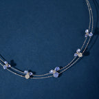 Blue Enamel Floral Set by Tavya Jewellery - close-up detail