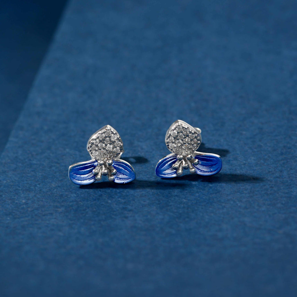 Blue Enamel Floral Set by Tavya Jewellery - side view