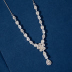 Silver Floral Drop Set by Tavya Jewellery - close-up detail
