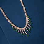 Rose Gold Emerald Drop Fringe Set by Tavya Jewellery - close-up detail
