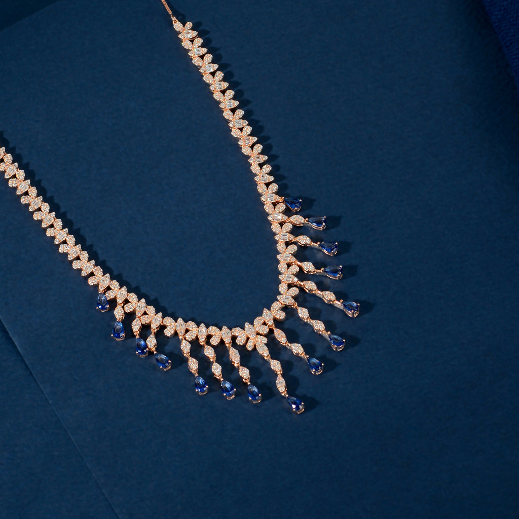 Rose Gold Sapphire Fringe Set by Tavya Jewellery - close-up detail