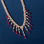 Rose Gold Ruby Fringe Set by Tavya Jewellery - close-up detail