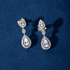 Silver Teardrop Halo Bridal Set by Tavya Jewellery - side view