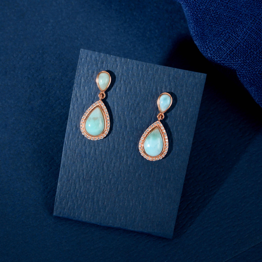 Turquoise Drop Pendant Set by Tavya Jewellery - side view