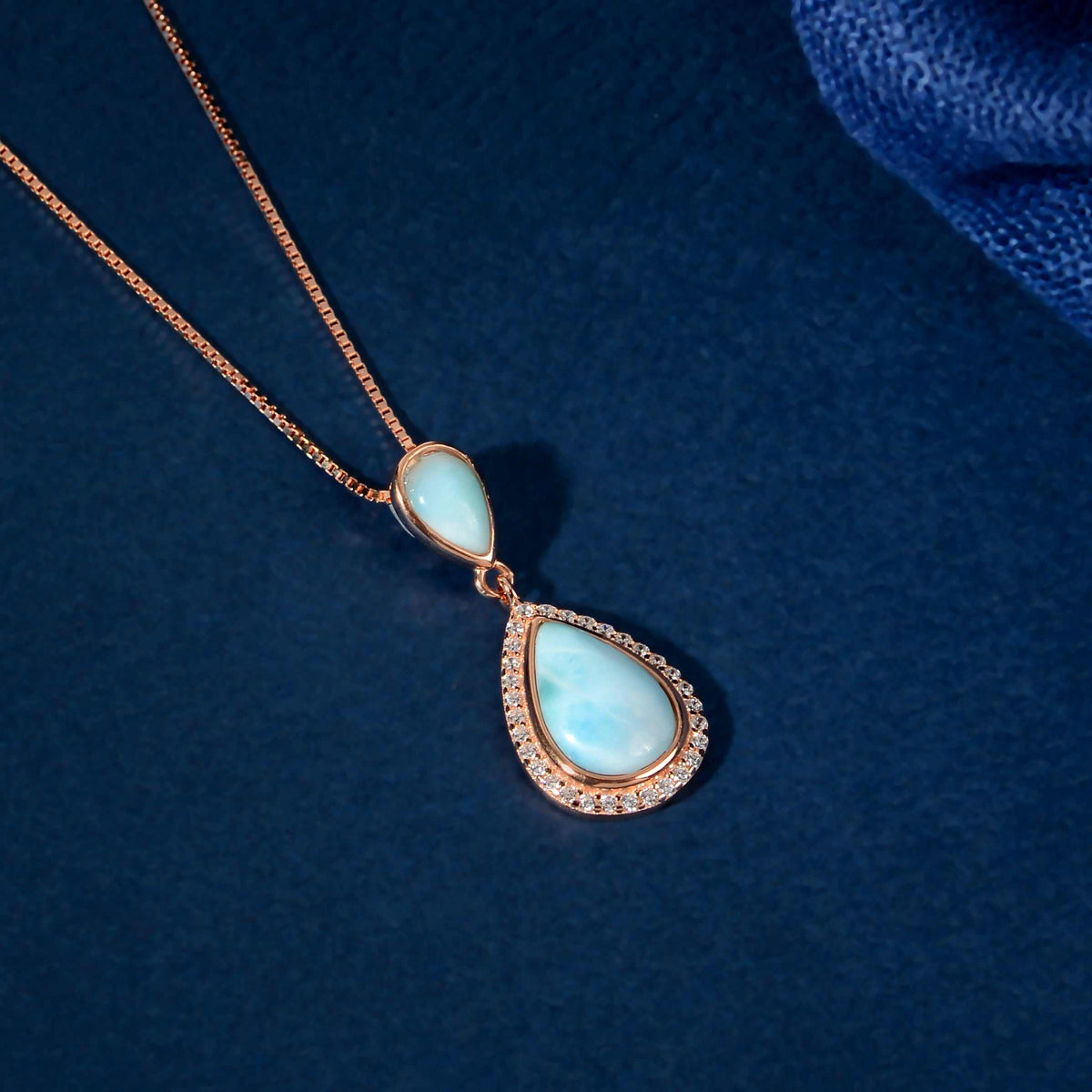 Turquoise Drop Pendant Set by Tavya Jewellery - close-up detail