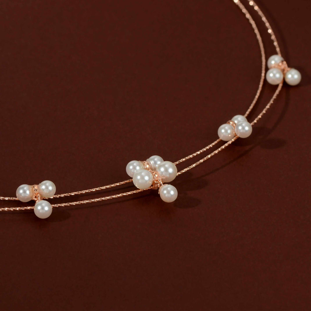 Gold Pearl Cluster Drop Set by Tavya Jewellery - close-up detail