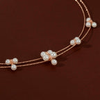 Gold Pearl Cluster Drop Set by Tavya Jewellery - close-up detail