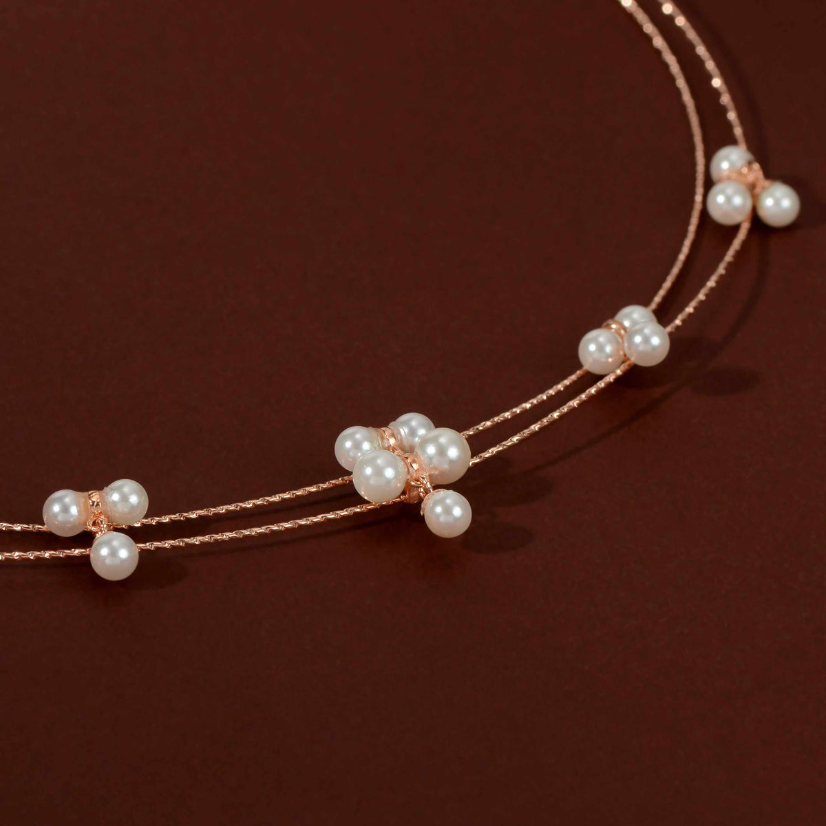 Gold Pearl Cluster Drop Set by Tavya Jewellery - close-up detail