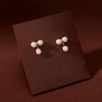 Gold Pearl Cluster Drop Set by Tavya Jewellery - side view