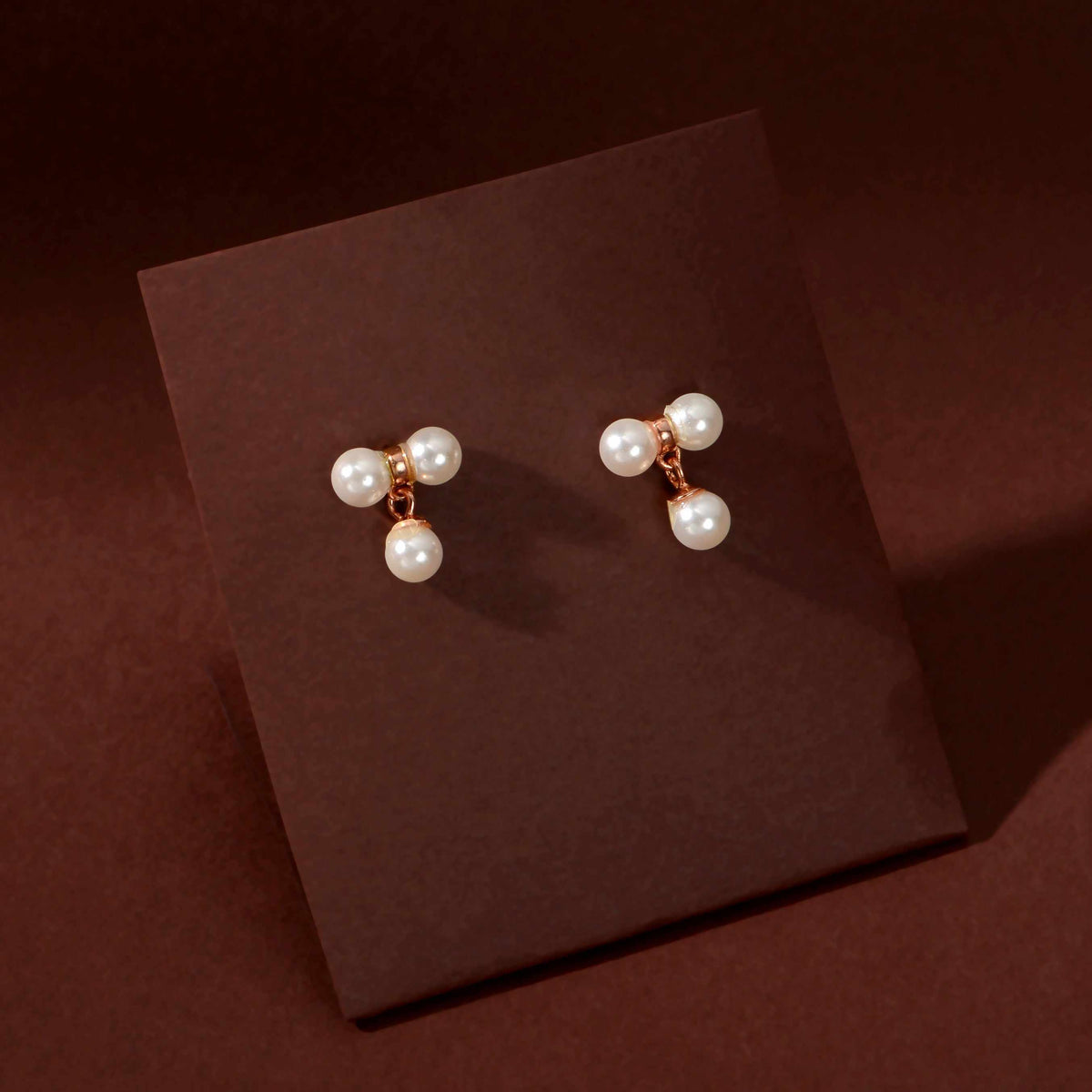 Gold Pearl Cluster Drop Set by Tavya Jewellery - side view