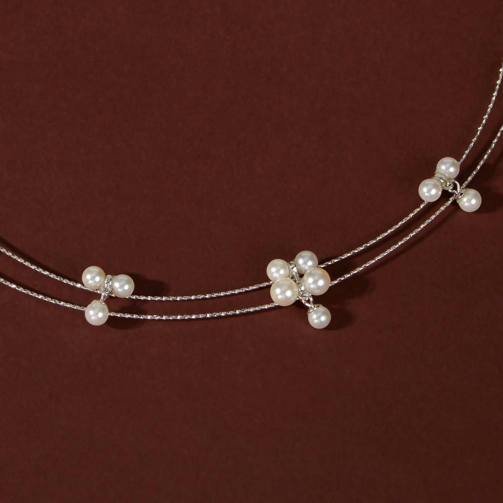 Dangling Pearl Trio Set by Tavya Jewellery - close-up detail