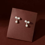 Dangling Pearl Trio Set by Tavya Jewellery - side view