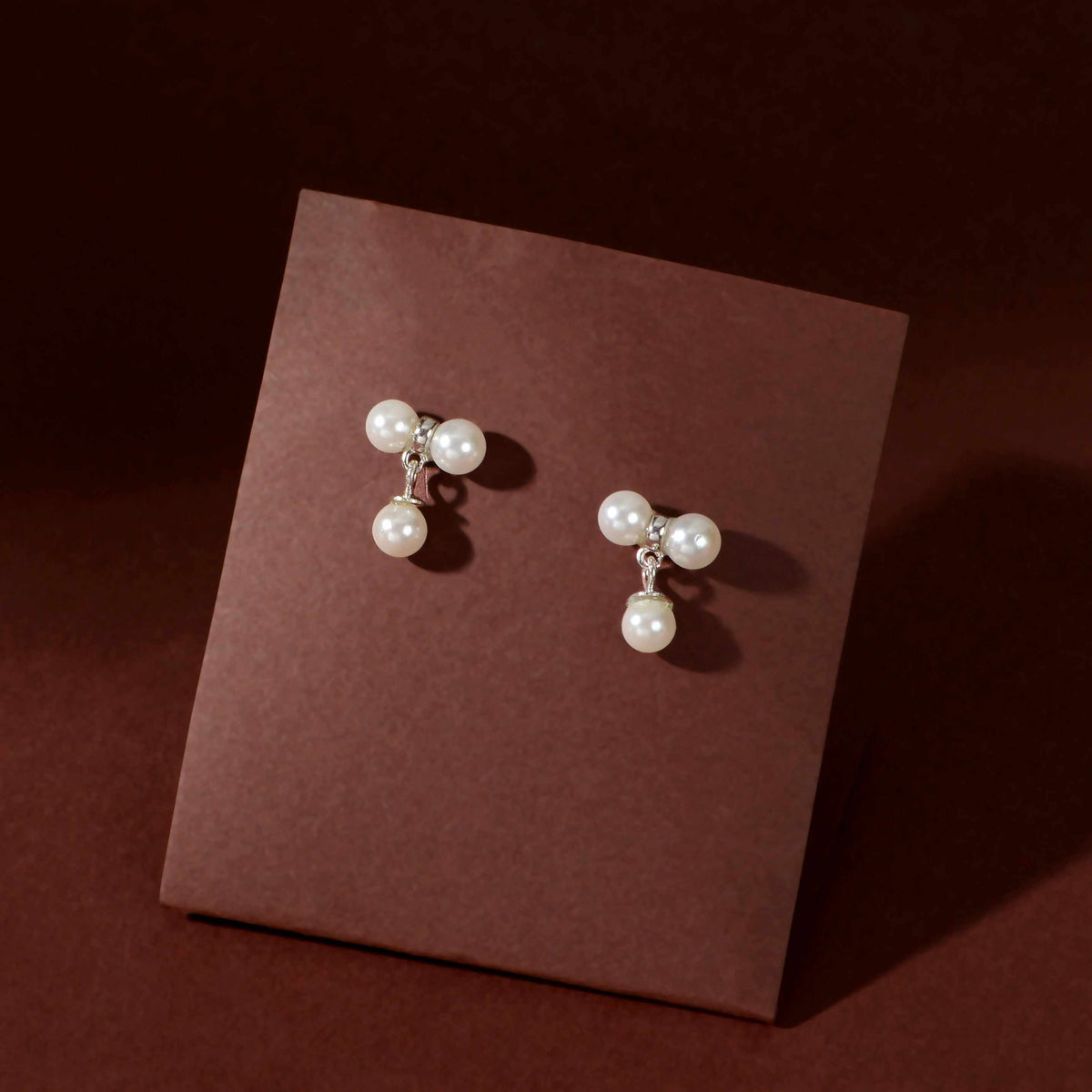 Dangling Pearl Trio Set by Tavya Jewellery - side view