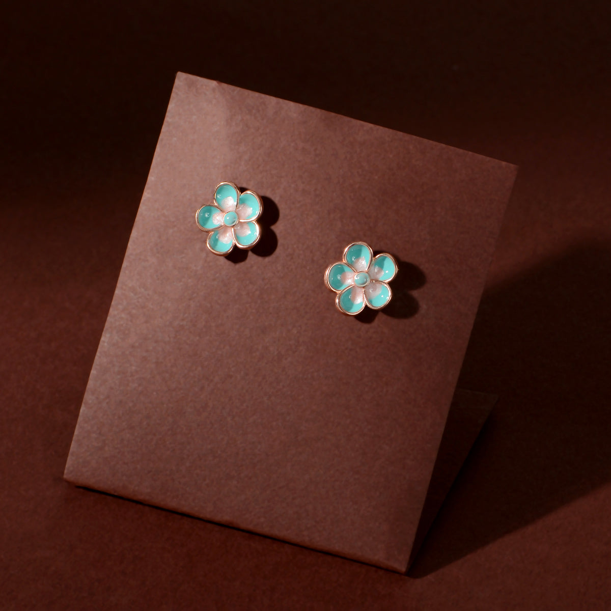 Rose Gold Multicolor Flower Set by Tavya Jewellery - side view