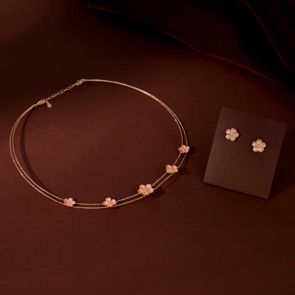 Rose Gold Blossom Charm Set by Tavya Jewellery - front view