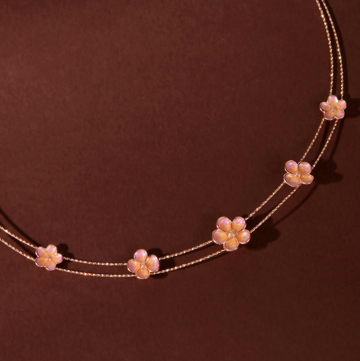 Rose Gold Blossom Charm Set by Tavya Jewellery - close-up detail
