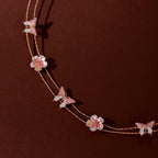 Rose Gold Pink Butterfly & Bloom Set by Tavya Jewellery - close-up detail