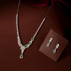 Silver Emerald Vine Set by Tavya Jewellery - front view