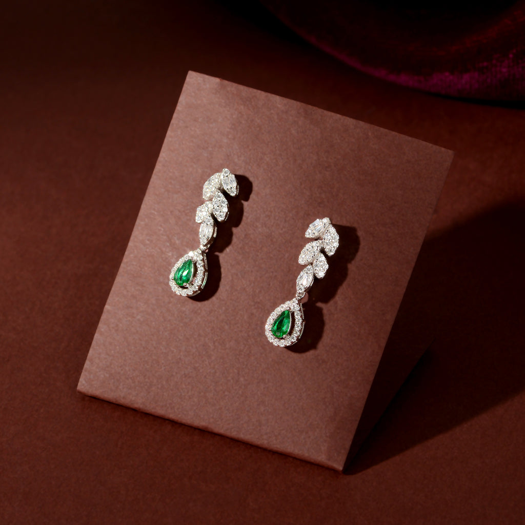 Silver Emerald Vine Set by Tavya Jewellery - side view