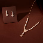 Rose Gold Floral Drop Set by Tavya Jewellery - front view
