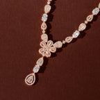 Rose Gold Floral Drop Set by Tavya Jewellery - close-up detail