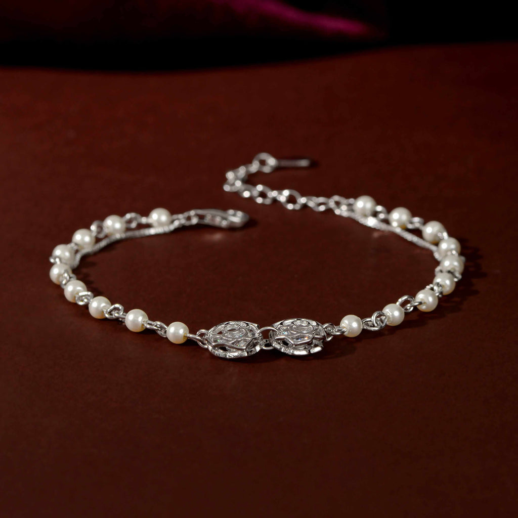 Twin Chain Rose Bracelet by Tavya Jewellery - close-up detail