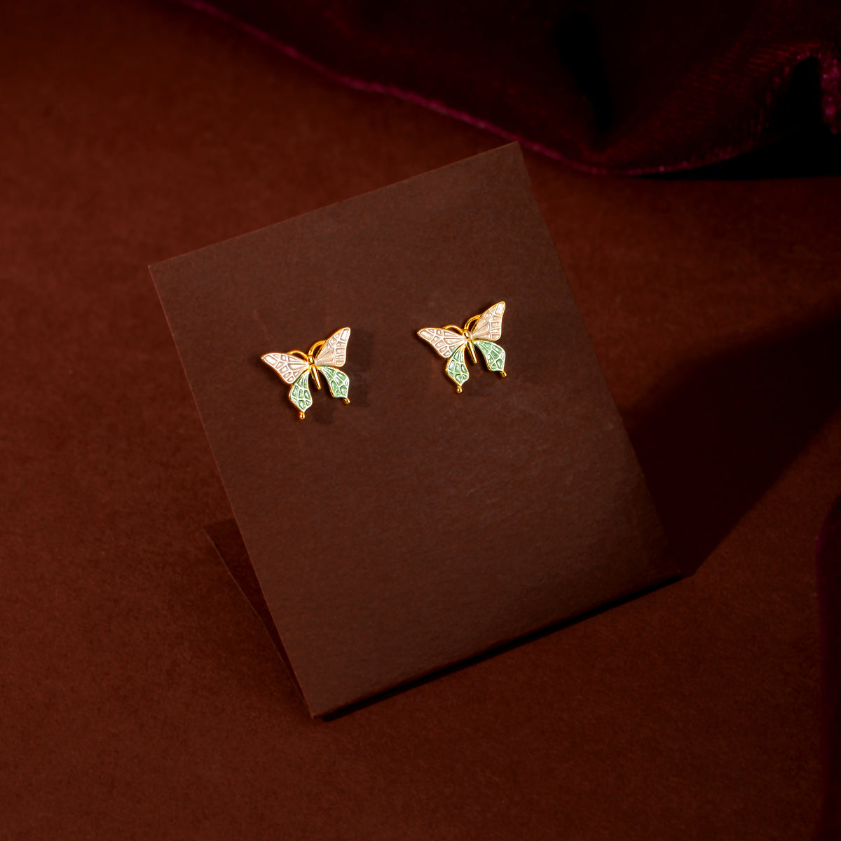 Rose Gold Butterfly & Floral Set by Tavya Jewellery - side view
