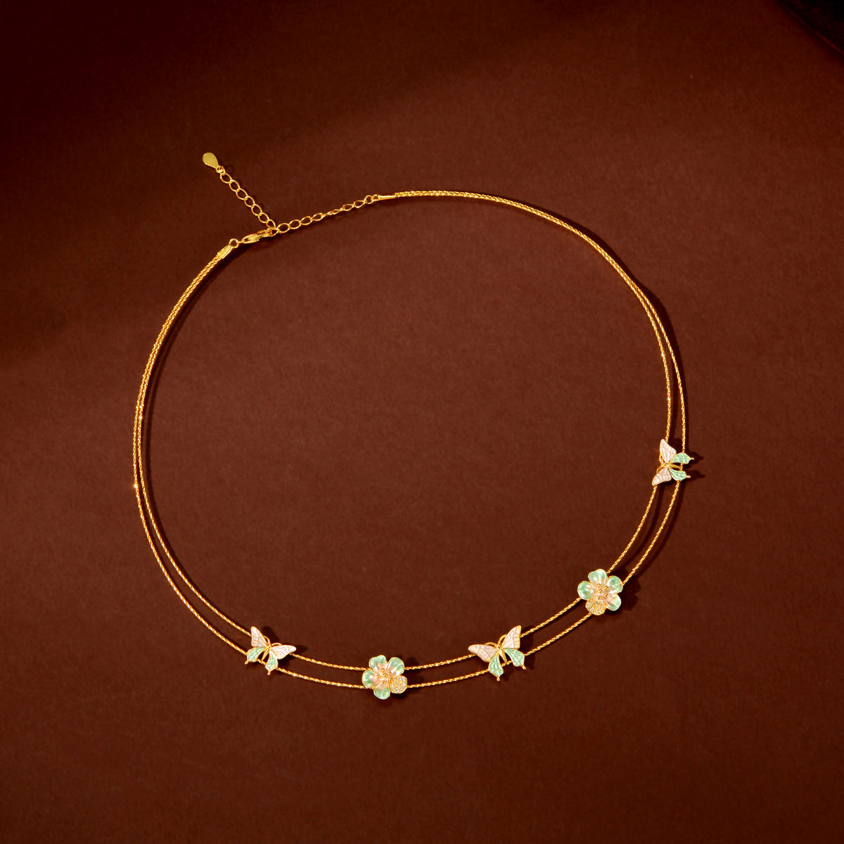 Rose Gold Butterfly & Floral Set by Tavya Jewellery - close-up detail