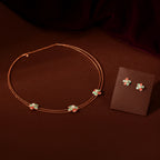Silver Pearl Flower Set by Tavya Jewellery - front view