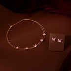 Rose Gold Pink Butterfly Set by Tavya Jewellery - front view