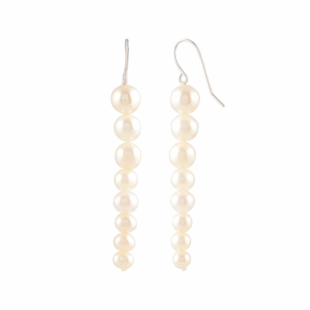 Pearl Descent (Pearl Drop Earrings) by Tavya Jewellery - side view