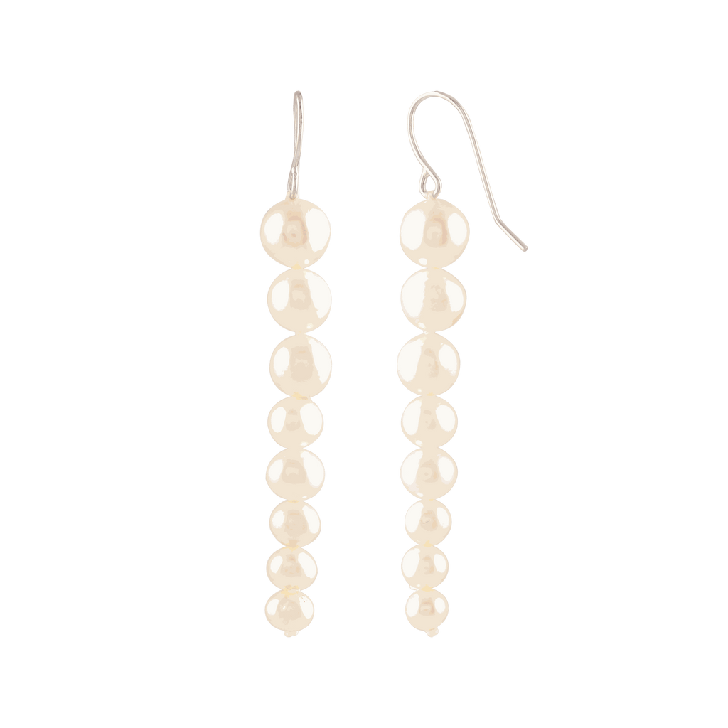 Pearl Descent (Pearl Drop Earrings) by Tavya Jewellery - styled close-up