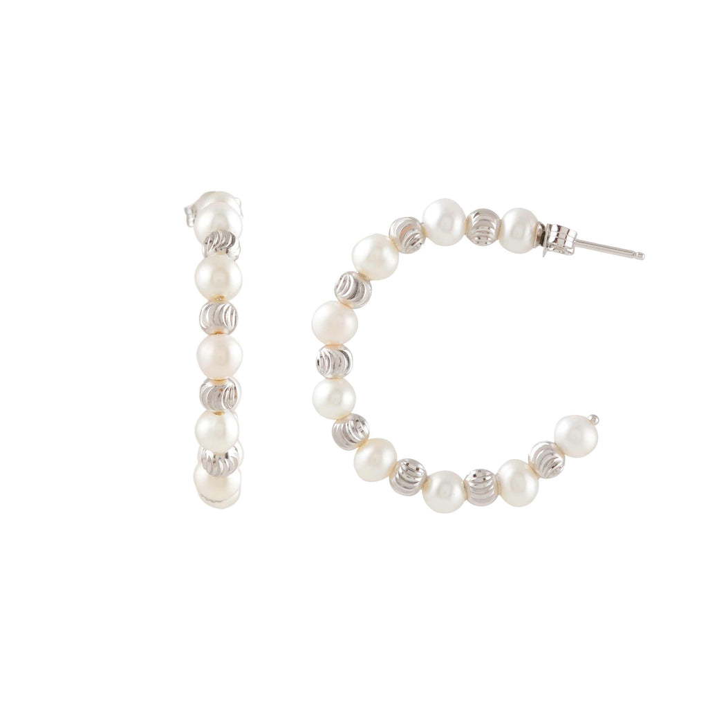 Orbit Pearl Stud Earrings by Tavya Jewellery - side view