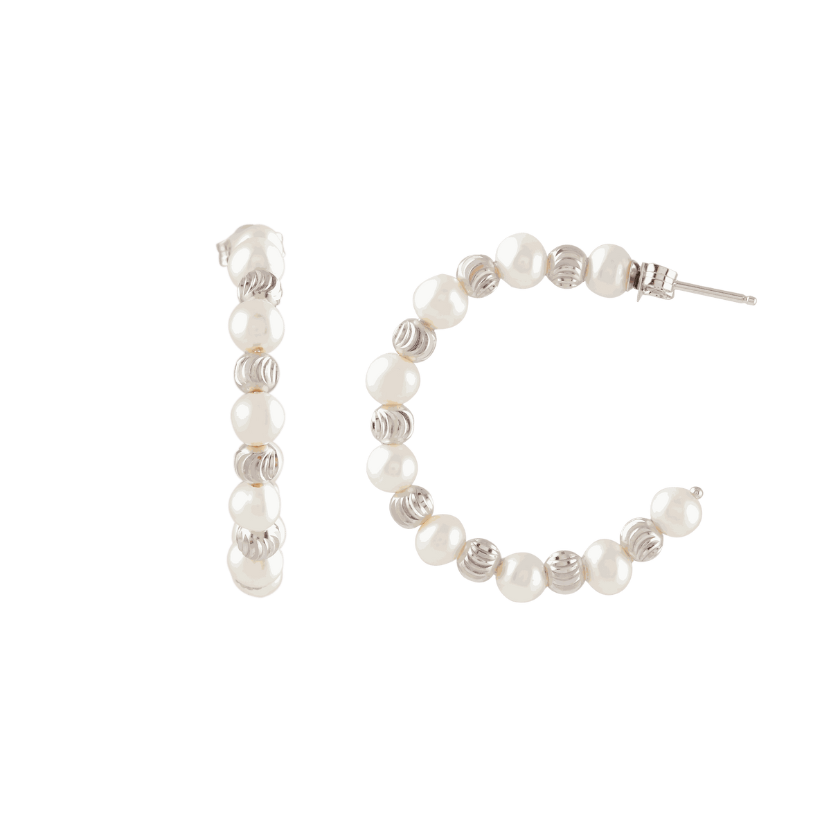 Orbit Pearl Stud Earrings by Tavya Jewellery - styled close-up