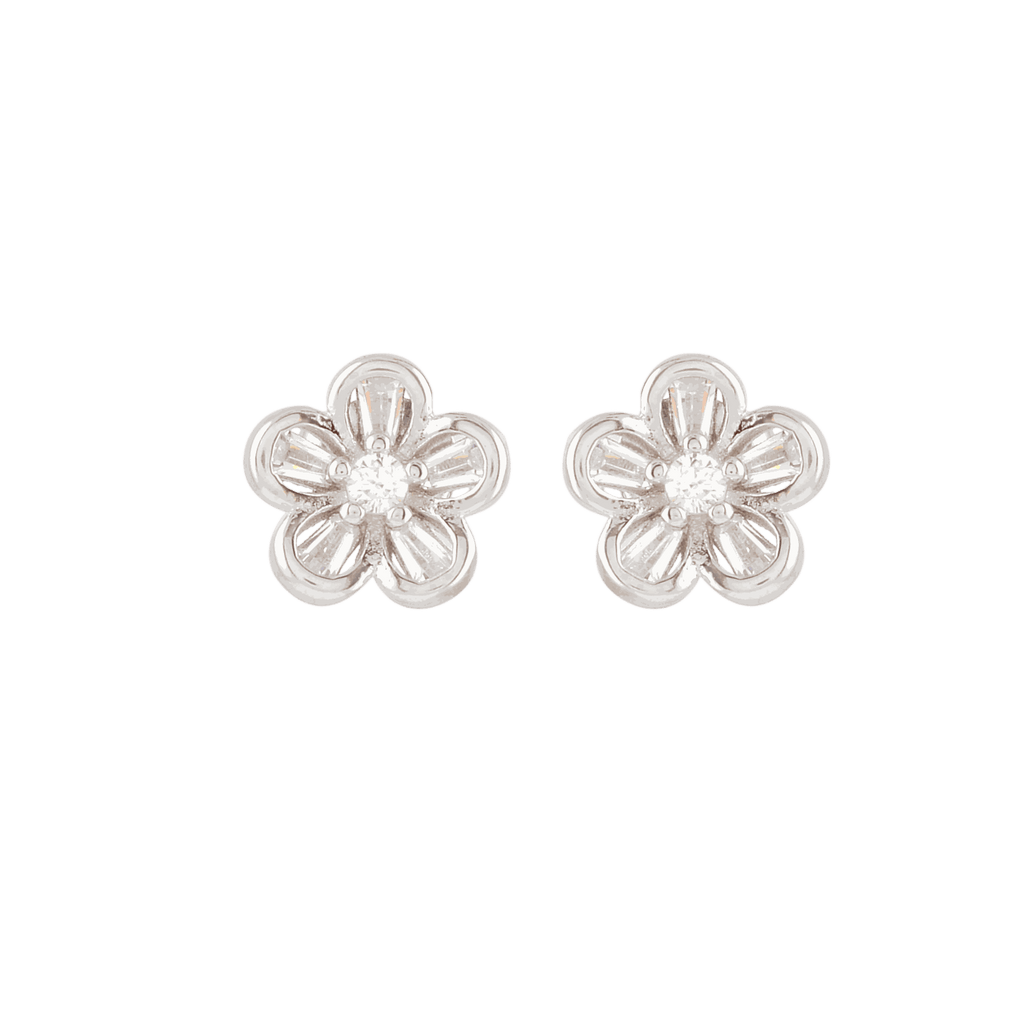 Floral Pearl Stud Earrings by Tavya Jewellery - styled close-up