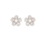 Floral Pearl Stud Earrings by Tavya Jewellery - styled close-up