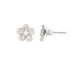 Floral Pearl Stud Earrings by Tavya Jewellery - side view