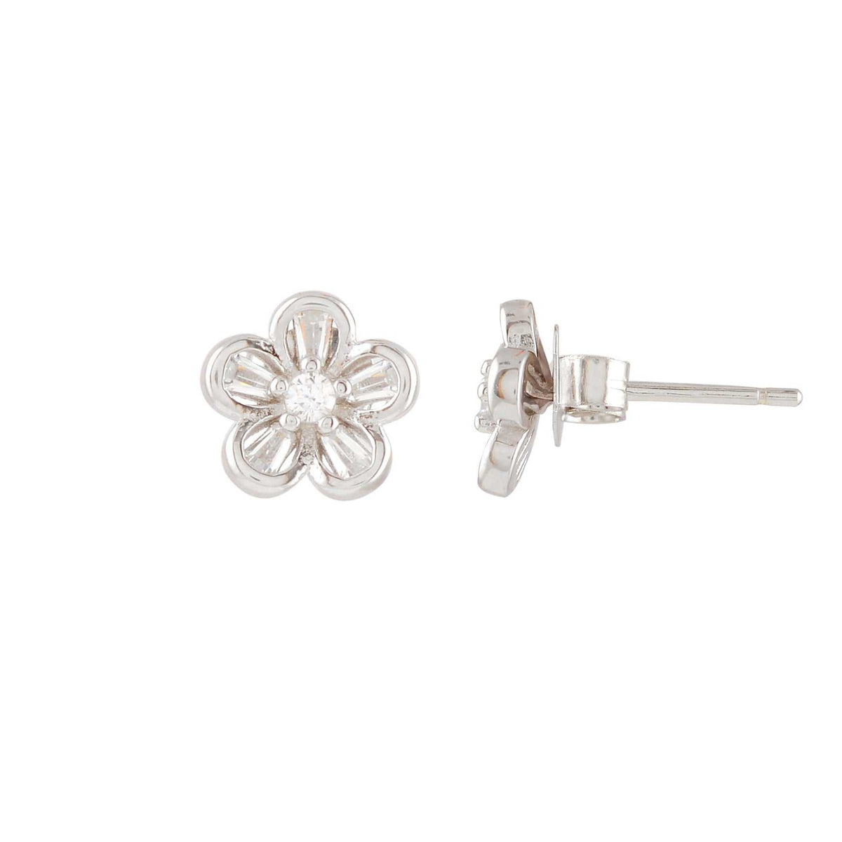 Floral Pearl Stud Earrings by Tavya Jewellery - side view