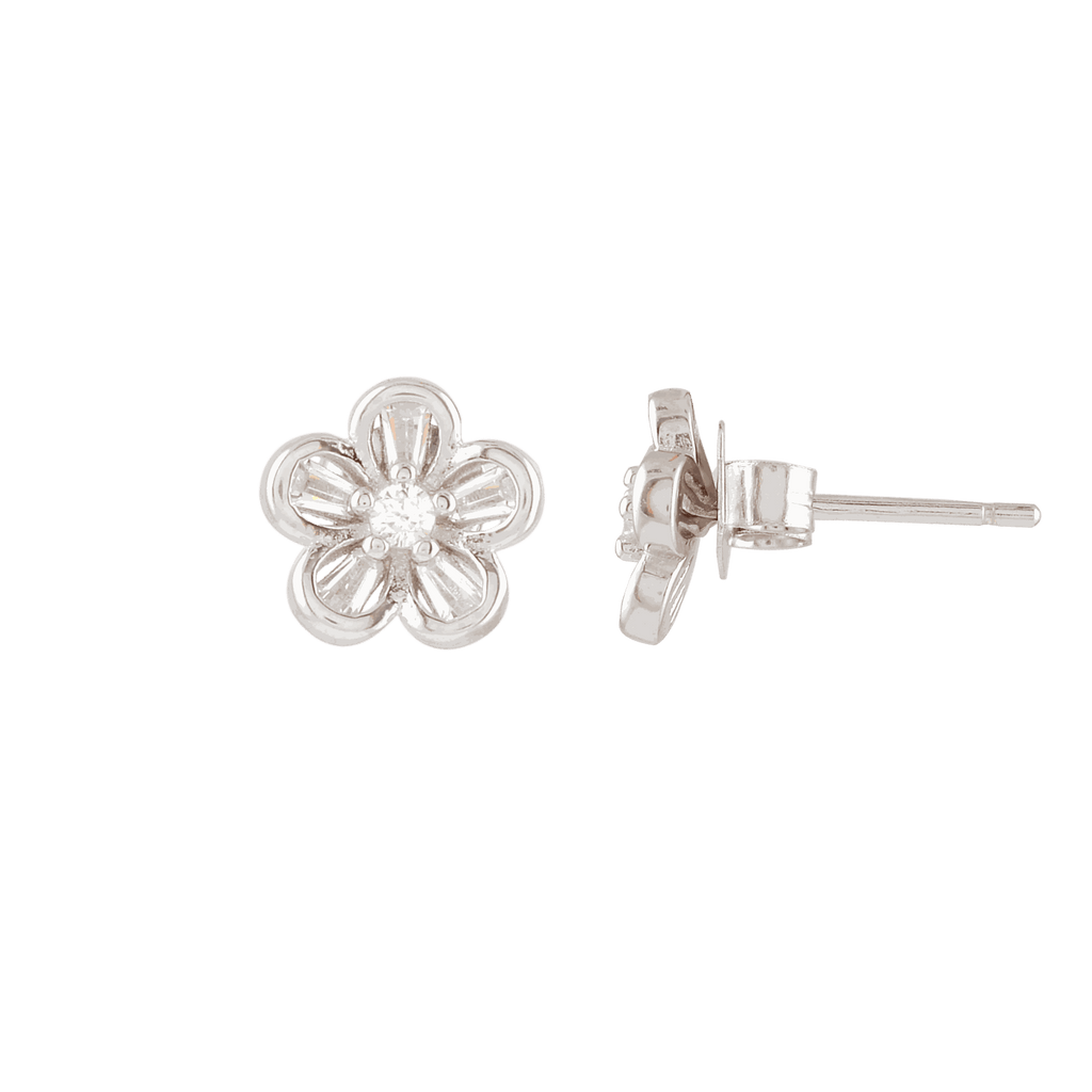 Floral Pearl Stud Earrings by Tavya Jewellery - full view
