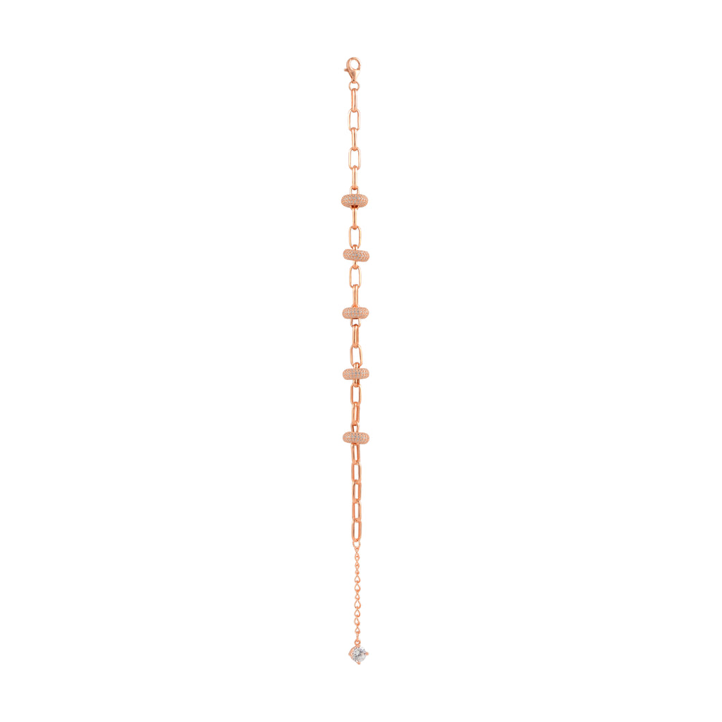 Silver Link Bracelet with Pave CZ Charms by Tavya Jewellery - side view