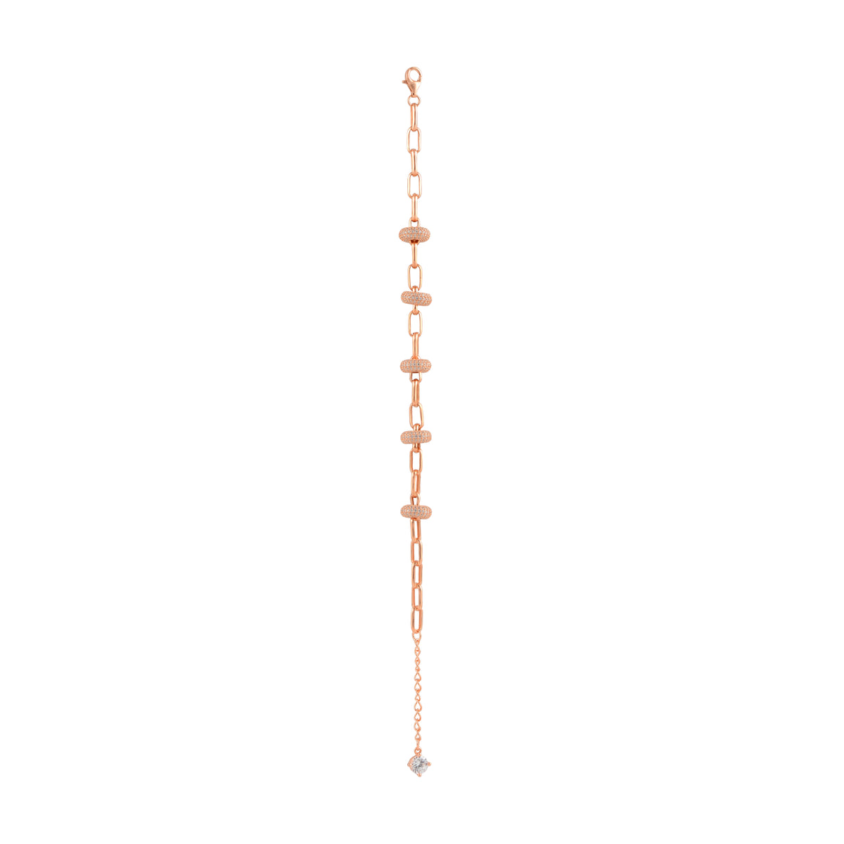 Silver Link Bracelet with Pave CZ Charms by Tavya Jewellery - side view