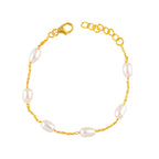 Organic Freshwater Pearl Link Silver Bracelet by Tavya Jewellery - side view