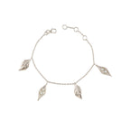 Silver Leaf & Pearl Drop Bracelet by Tavya Jewellery - side view